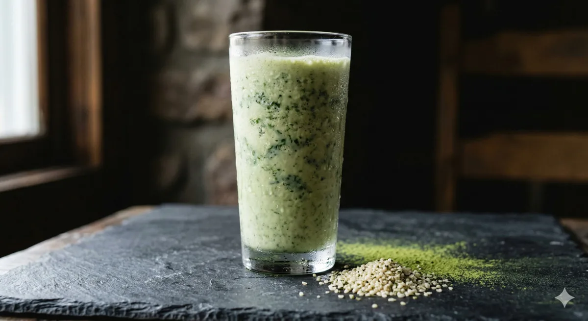 Matcha Protein Smoothie with Kale and Hemp (280 Cal, 32g Protein)